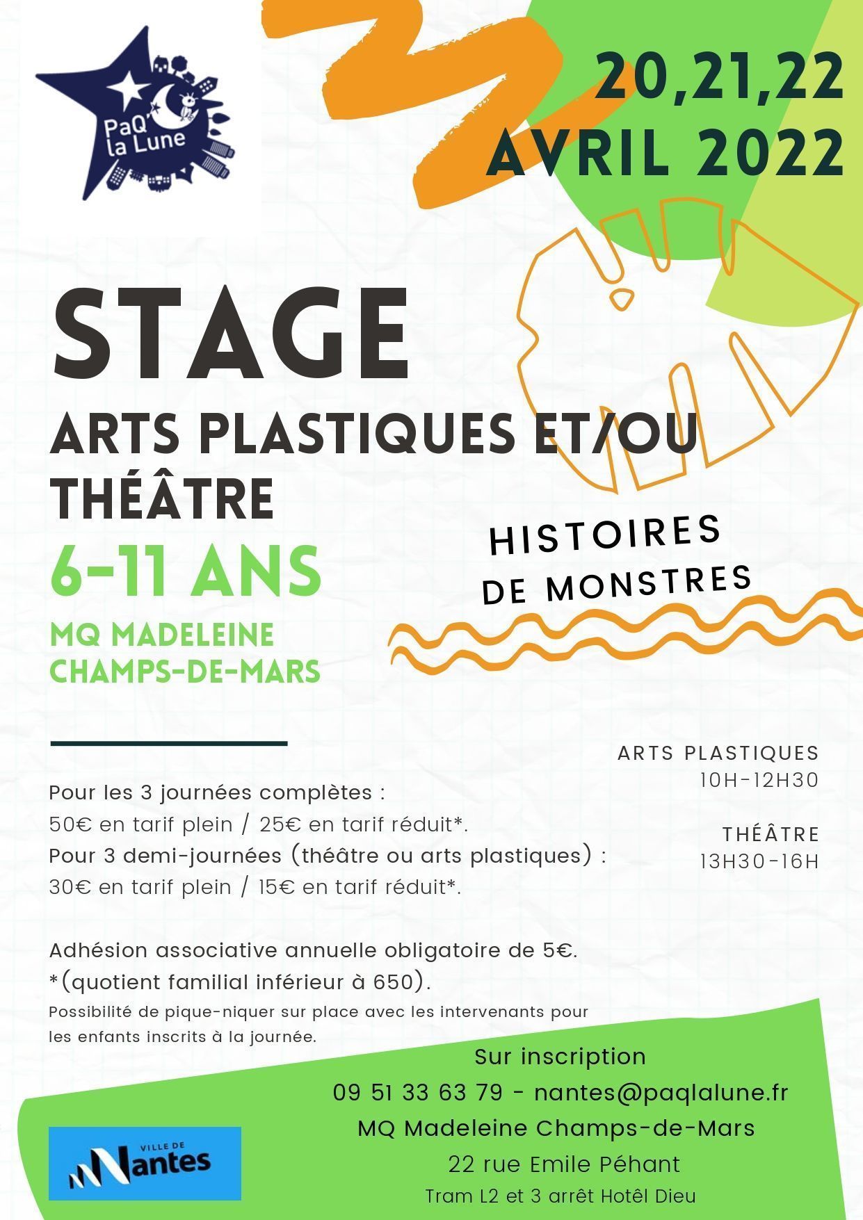 Stages Théâtre et Arts plastiques de PaQ’la Lune