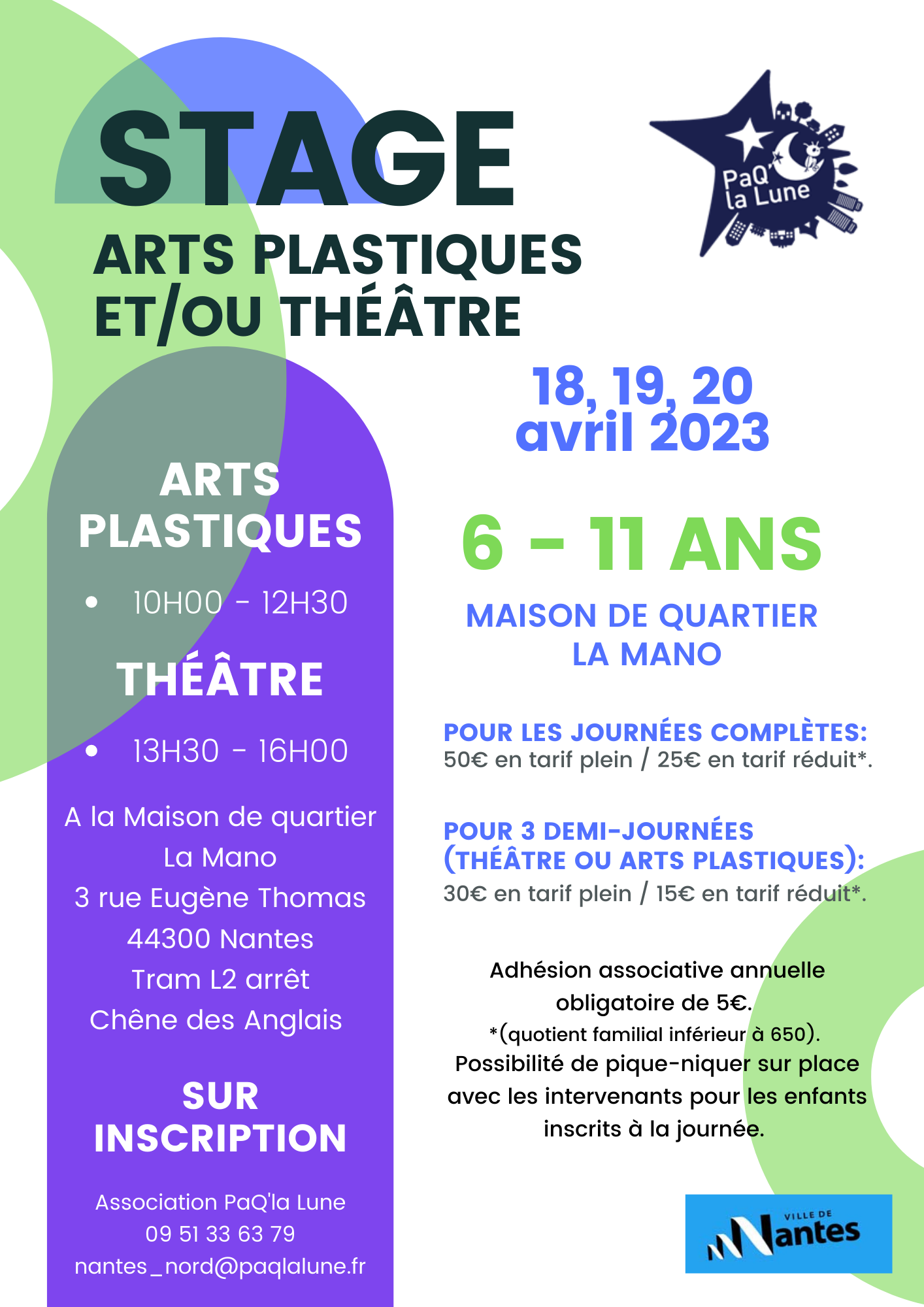 Stages Théâtre et Arts plastiques de PaQ’la Lune